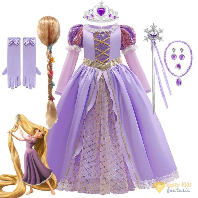 Fantasia Infantil - Rapunzel (Filme Enrolados) + Kit completo | Super Kids Fantasia
