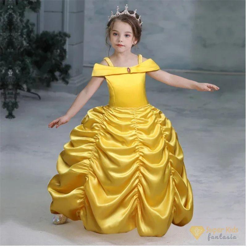 Disney Vestido Da Bela Para CrianÇa Fantasia Bela Ea Fera Original